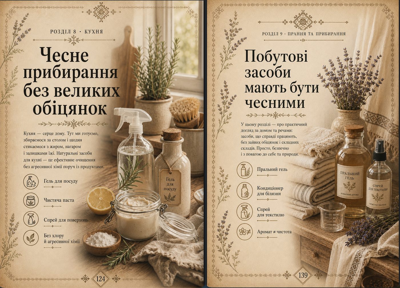 Розворот розділу «Прання та прибирання»